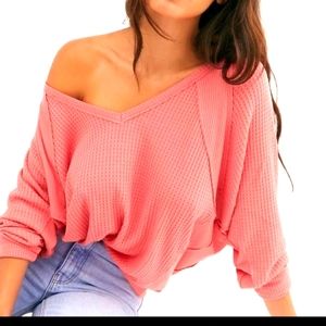 Free People Waffle Knit XS Gray top